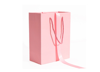Logo tùy chỉnh Túi giấy mua sắm đồ lót màu hồng lãng mạn có tay cầm bằng dây thừng