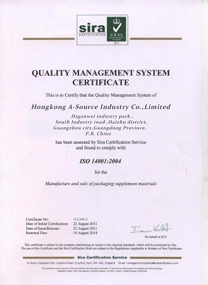 Trung Quốc HONGKONG A-SOURCE INDUSTRY CO,.LIMITED Chứng chỉ