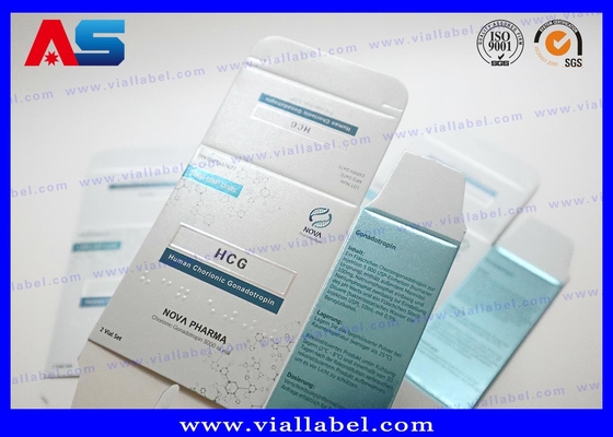 In ấn hộp và lọ Hcg chất lượng cao, Đóng gói hộp giấy peptide cho 2 lọ 2ml