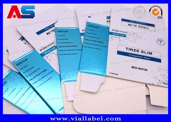 Hộp giấy nhãn thuốc peptide dược phẩm màu kim loại mờ UV cho 2 lọ 2ml