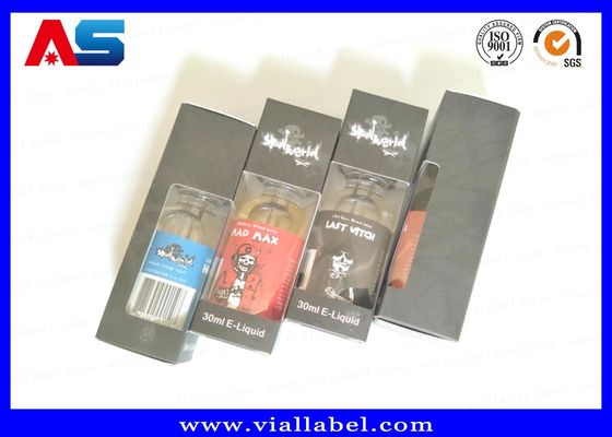 30ml Box Print e liq-uid Custom Small Packaging Boxes With Clear Window With Free Design Black Matt Finish Các hộp đóng gói nhỏ với cửa sổ rõ ràng với thiết kế tự do