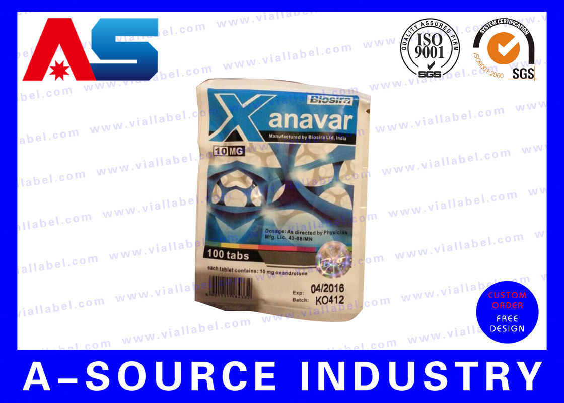 Anavar 60 Máy tính bảng Peptide uống Tùy chỉnh Khóa Zip Túi nhôm bằng nhựa In hình ba chiều bảo mật