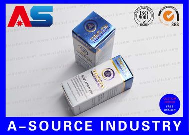 Tùy chỉnh thùng carton 10ml lọ vàng lá dập nổi Metalic Blue màu UV Matt in