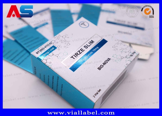 Nhãn hộp giấy dược phẩm Tirzepatide màu kim loại mờ UV cho 2 lọ 2ml