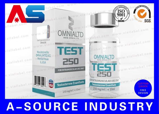 Nhãn và hộp 10ml in với lọ và nắp, nhãn dập nổi lá bạc